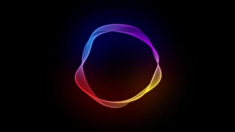 Digital Particle Explosion Light Halo, Bright Neon Data Lines in Circular Stock Footage 319545476
