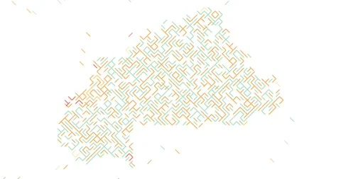 Digital Particle Motion Builds Burkina Faso Map Video stock 323448537