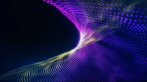 Digital particle surface loop. Abstract glowing dots simulate a data flow Stock Footage 117021211