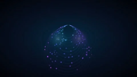 Digital particle wave formation with light points in dark space Stock Footage 337073314