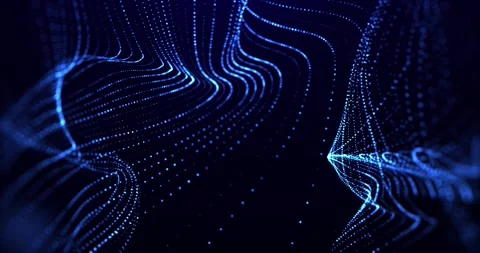 Digital particle waves with  blur effect and light motion background Stock Footage 245430481