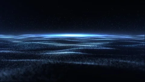 Digital particle waves emit light and flow of data points, big data Stock Footage 276951168