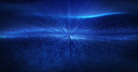 Digital particle waves emit light and data point flow, big data visualization Stock Footage 314464783