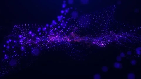 Digital particle waves with light motion background, abstract futuristic wavy Stock Footage 254072451