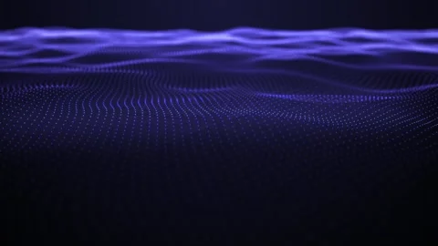 Digital particle waves radiate light and flow of data points Stock Footage 319290689