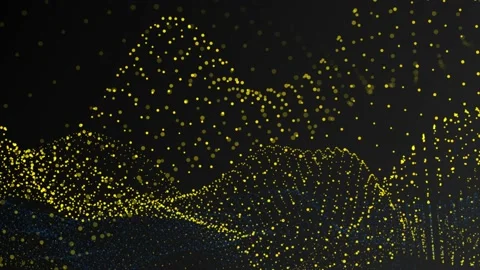 Digital Particles Abstract Background Simulation Blue + Yellow Видео 172221145
