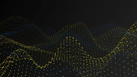 Digital Particles Abstract Background Simulation Blue + Yellow Видео 172221167