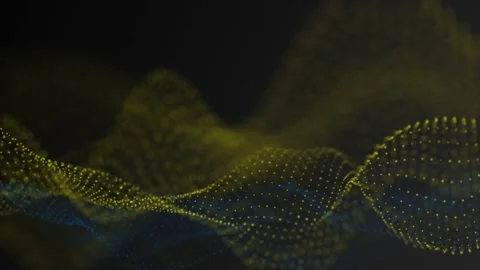 Digital Particles Abstract Background Simulation Blue + Yellow Видео 172221699