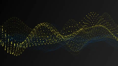 Digital Particles Abstract Background Simulation Blue + Yellow Видео 172221966