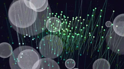 Digital Particles and Lines Moving in 3D Space. Video stock 330130963