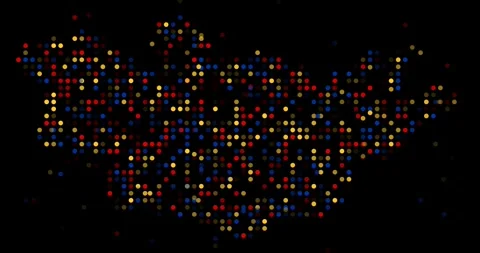Digital Particles Drift Assembling Ethereal Mongolia Map Design Stock Footage 316682144