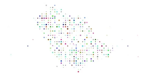 Digital Particles Drift Assembling Ethereal Saudi Arabia Map Design Stock Footage 317008468