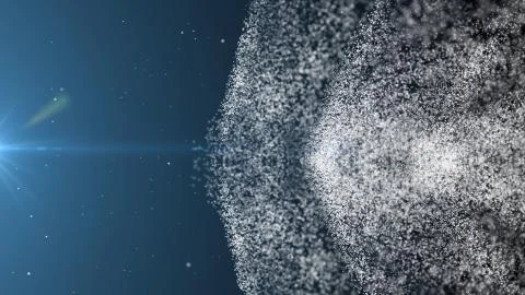 Digital particles floating wave form in the abyss abstract cyber technology de Stock Illustration