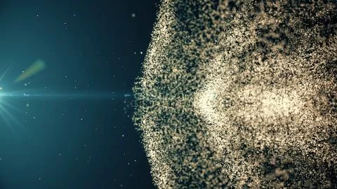 Digital particles floating wave form in the abyss abstract cyber technology de Stock Illustration