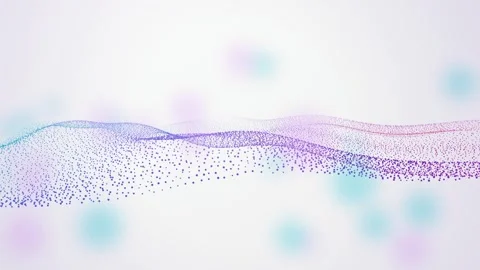 Digital particles flow in a network wave during a seamless loop Stock Footage 342949176