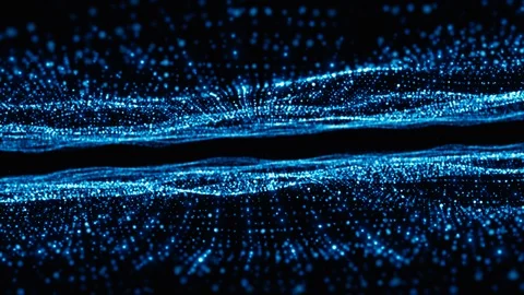 Digital particles wave flow blue color technology abstract background Stock Footage 122307692