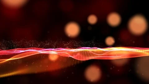 Digital particles wave flow with bokeh abstract motion background concept Stock Footage 119006946
