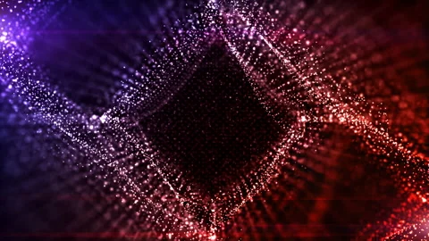 Digital particles wave flow of cyberspace and lighting, Technology network co Stock Footage 139076578