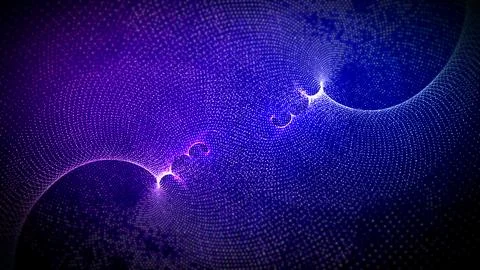 Digital particles wave flow, Digital cyberspace abstract background Stock Illustration