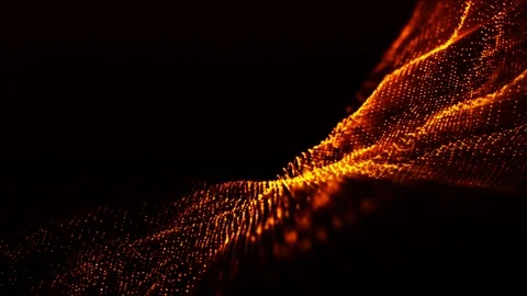 Digital particles wave flow gold color with bokeh abstract motion background Stock Footage 122307638