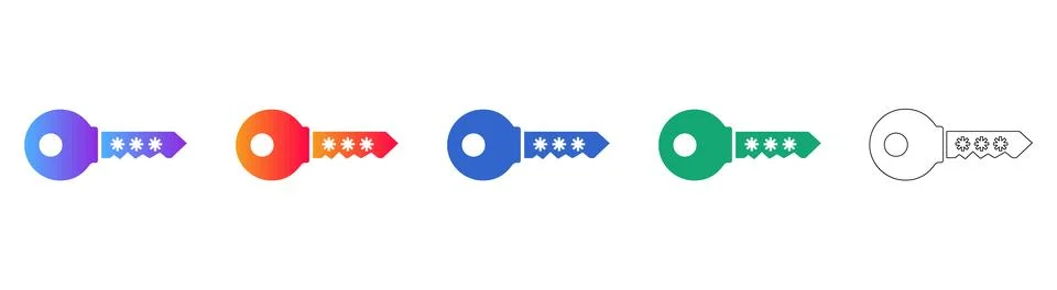Digital Password Key Icons for Security &amp; Access Control Stock Illustration