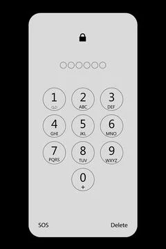 Digital password lock screen for smartphone on phone lock screen. User interf Stock Illustration
