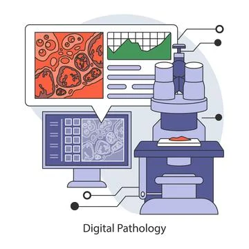 Digital Pathology concept. Flat vector illustration. Stock Illustration