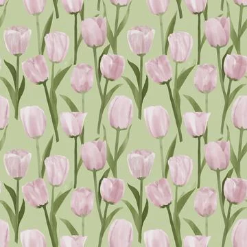 Digital pattern design with tulip flowers Stock Illustration
