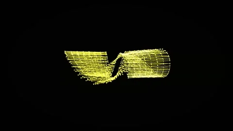 Digital pattern forms a yellow wing shape on black Stock Footage 340043808