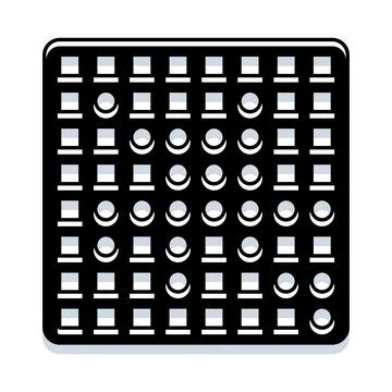 Digital pattern grid with abstract geometric squares and circles Stock Illustration