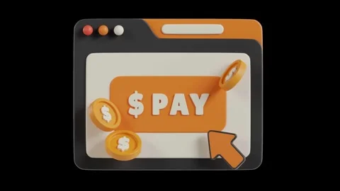 Digital Pay Button with Dollar Coins and Cursor Stock Footage 305681895