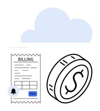 Digital payment, cloud technology, billing solutions, financial management, o Stockillustratie