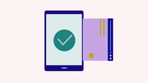 Digital payment concept featuring a smartphone displaying a checkmark and c.. Stock Footage 309015961