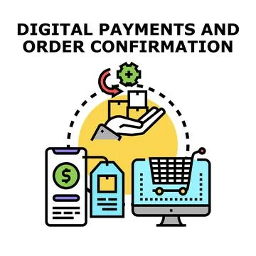 Digital payment confirmation and online order processing Stock Illustration