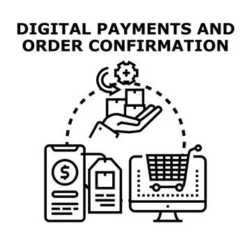 Digital payment confirmation and online order processing Stock Illustration