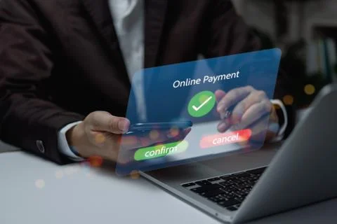 Digital payment confirmation with futuristic interface. Secure online trans.. Stock Photos