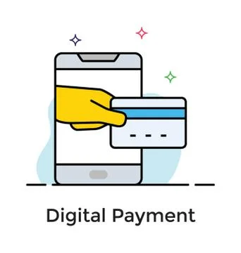 Digital payment in flat icon design Stock Illustration