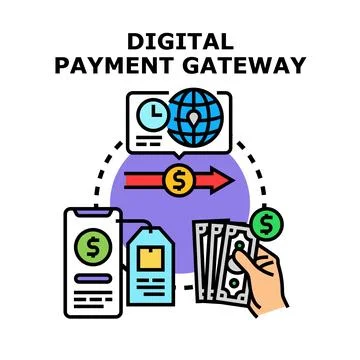 Digital payment gateway concept for online transaction Stock Illustration