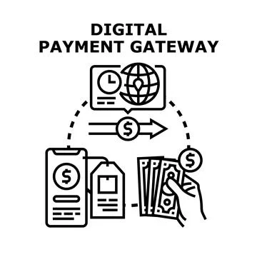 Digital payment gateway concept for online transaction Stock Illustration