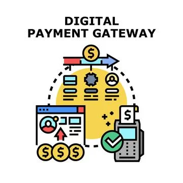 Digital payment gateway processing online payment transaction Stock Illustration