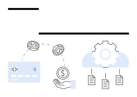 Digital Payment Integration with Automated Document Management System 스톡 일러스트
