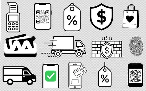 Digital Payment Line Icon Set for Online Shopping and Business イラスト素材