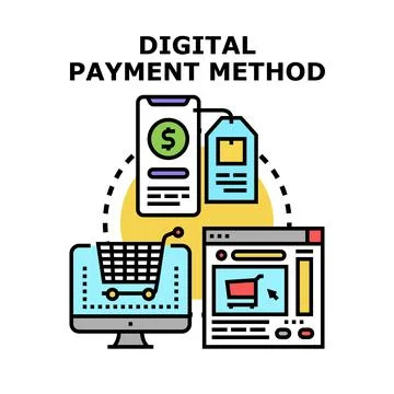 Digital payment method facilitating online shopping transactions Stock Illustration