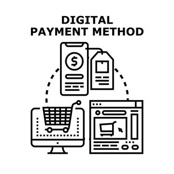 Digital payment method facilitating online shopping transactions Stock Illustration