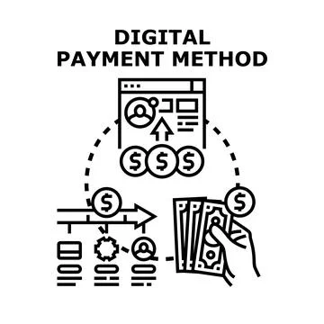 Digital payment method transferring money online transaction Stock Illustration
