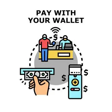 Digital payment methods and wallet transactions concept Stock Illustration