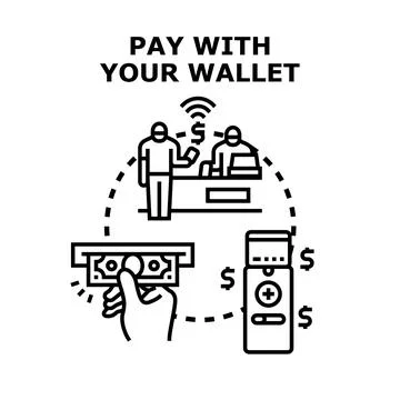 Digital payment methods and wallet transactions concept Stock Illustration