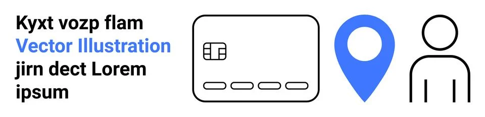 Digital Payment Methods with Location Pin and User Icon for Online Services Stock Illustration