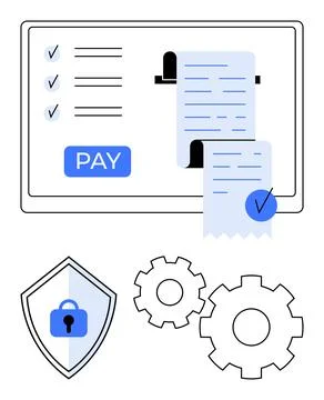 Digital Payment Process with Secure Transaction Features and System Configu.. Stockillustratie