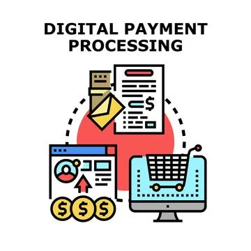 Digital payment processing facilitating online financial transactions Stock Illustration